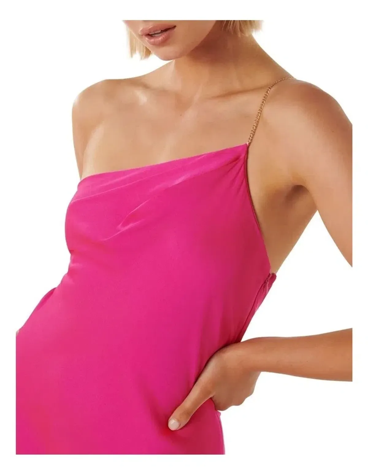 Forever New Aurelia Asymmetrical Chain Detail Maxi Dress in Pink - Image 5