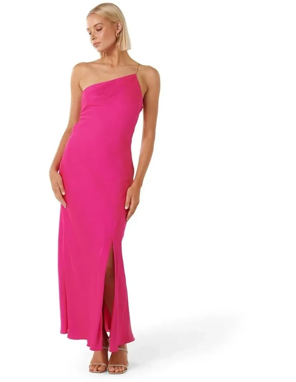 Forever New Aurelia Asymmetrical Chain Detail Maxi Dress in Pink - Image 2