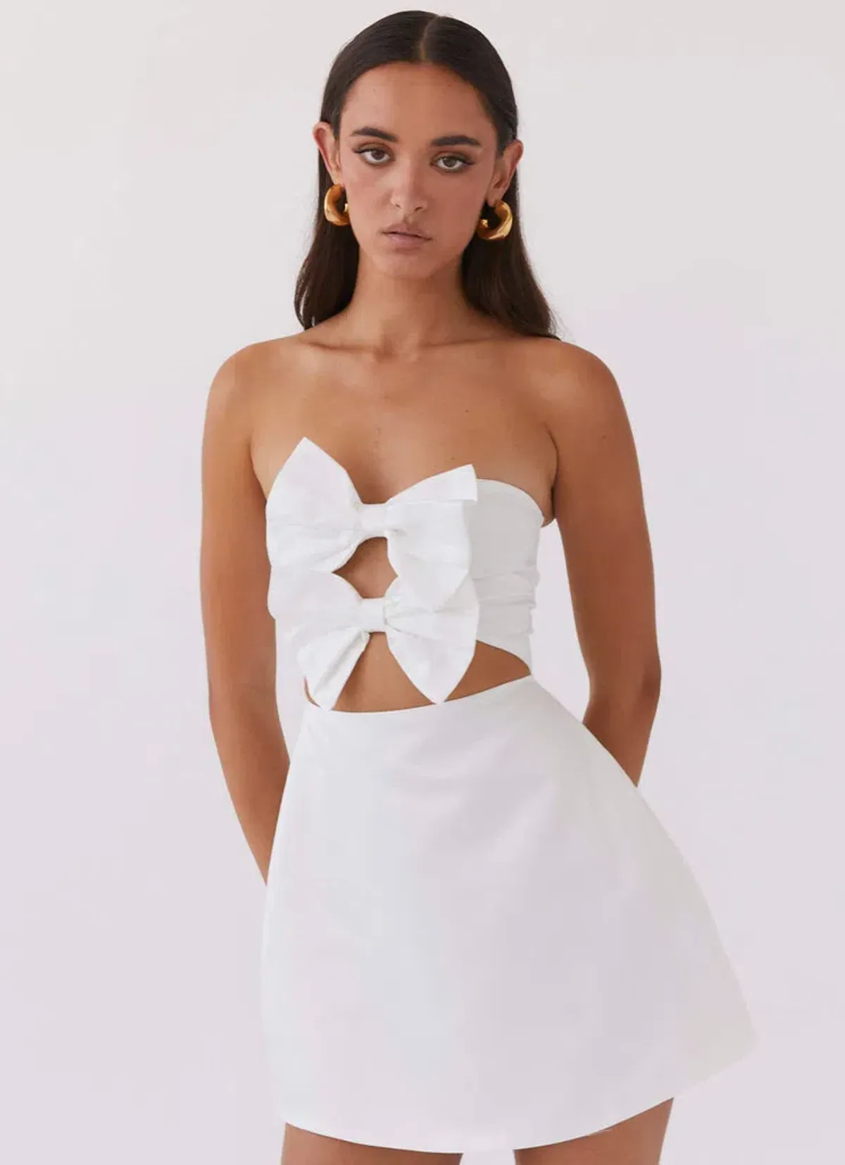 Pepper Mayo Girl Crush Bow Mini Dress - White - Image 3