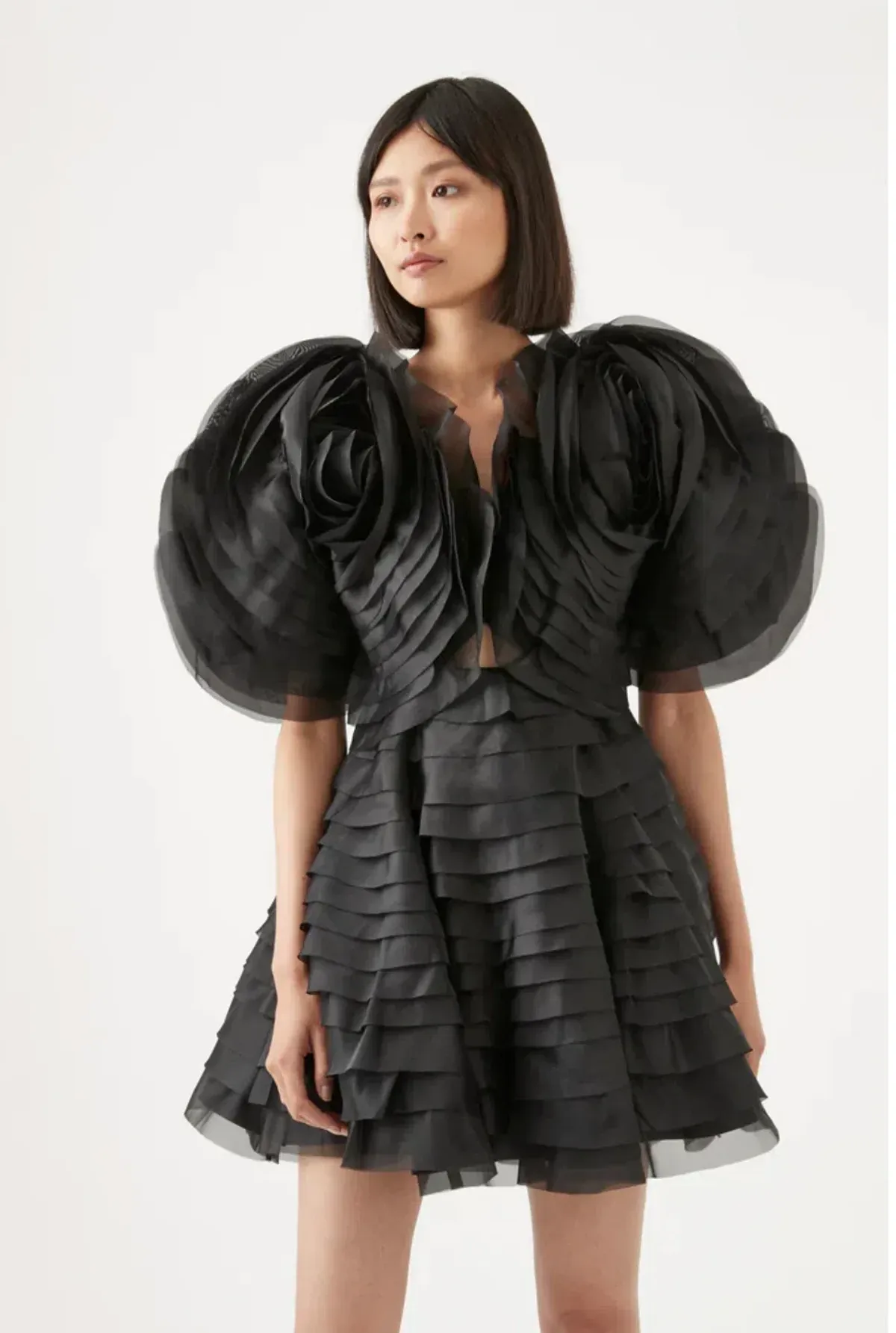 AJE Amour Ruffle Mini Dress- Black AU6 - Image 2