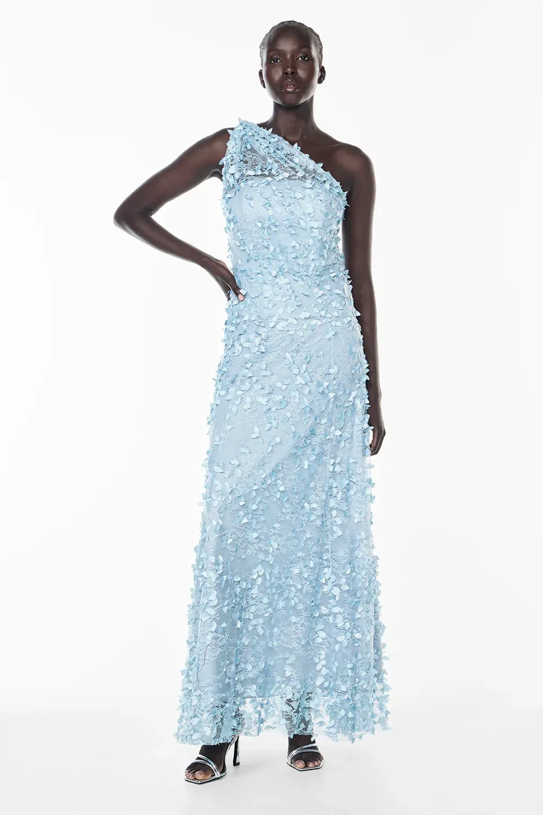 Manning Cartell Enchantment One Shoulder Dove Blue Dress size 6 for rent on The Volte - main image