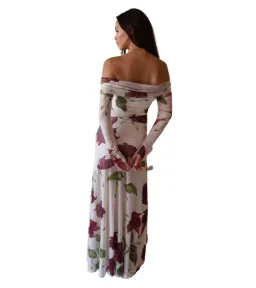 By Nicola Belle Maxi Dress in Bordeaux Floral - Size M / AU 10 for rent on The Volte - image 2