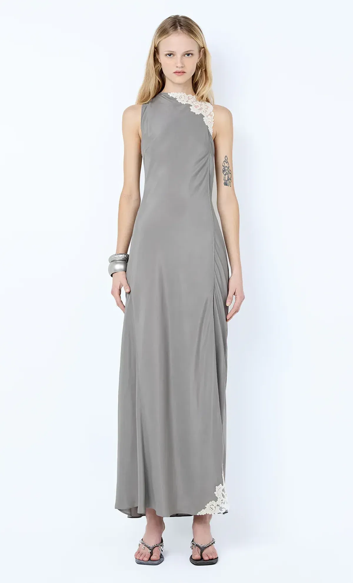 Bec and Bridge Chateau Split Maxi Dress in Slate Grey Size 8 for rent on The Volte - main image