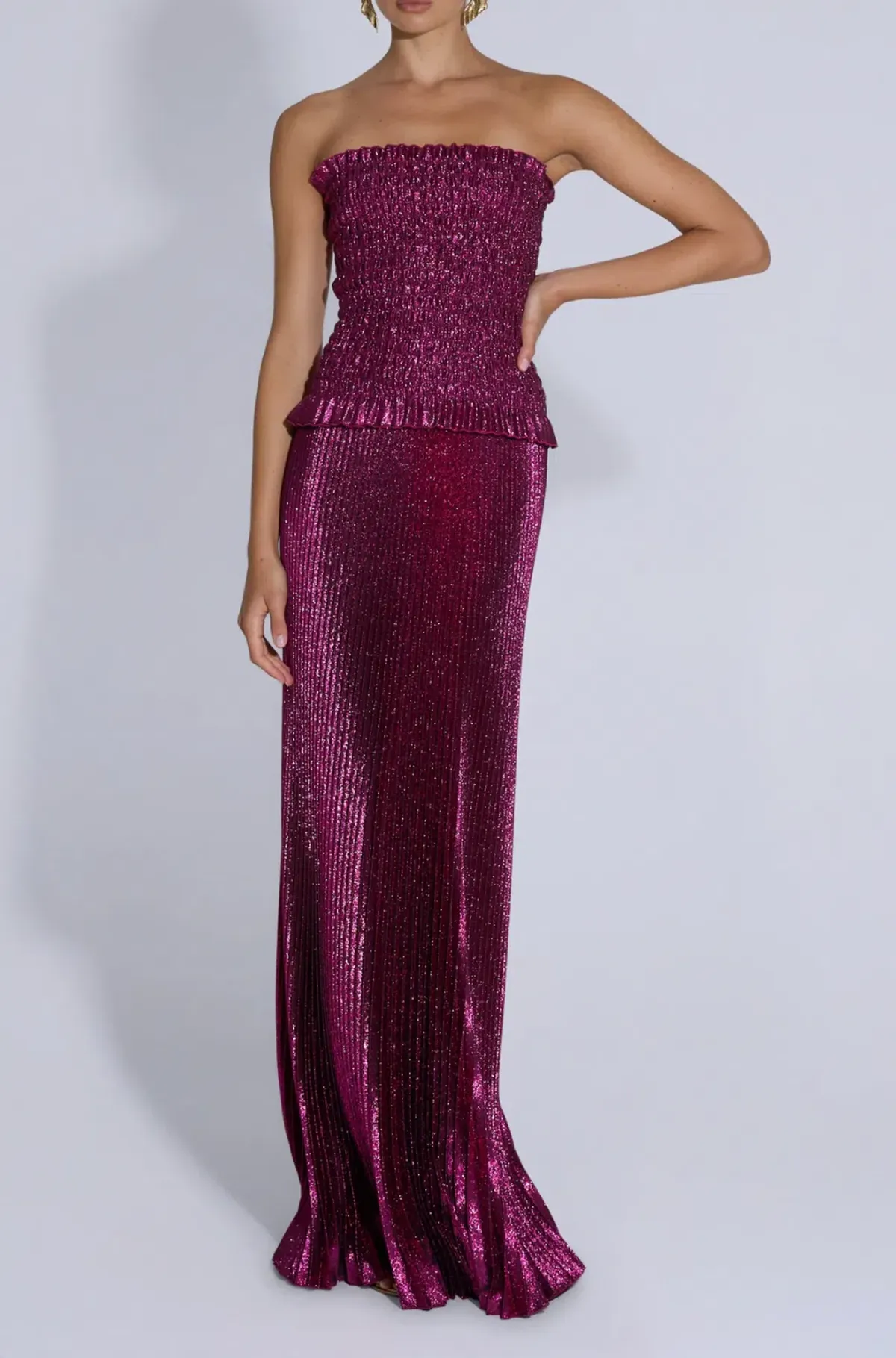 L’Idée Woman Maya Gown - Sangria Glitter - Image 1
