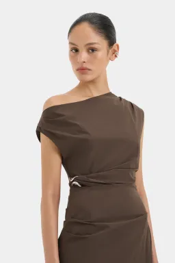 Sir Sol Off Shoulder Gown Mocha Brown Size 1 / 8 AU for rent on The Volte - image 2