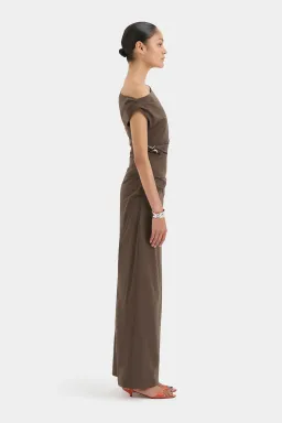 Sir Sol Off Shoulder Gown Mocha Brown Size 1 / 8 AU for rent on The Volte - image 3