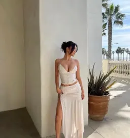 House of CB Antonella Vegan Leather Corset & Kaira Draped Skirt Set Off White Size XS/S for rent on The Volte - image 2
