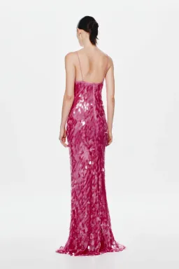 MISHA The Sapphire Sequin Maxi Dress in Fuchsia for rent on The Volte - image 2