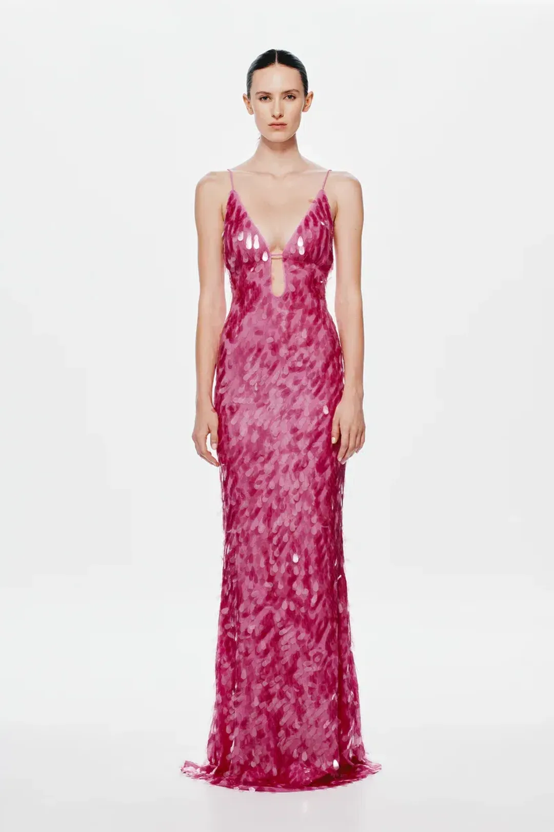 MISHA The Sapphire Sequin Maxi Dress in Fuchsia for rent on The Volte - main image