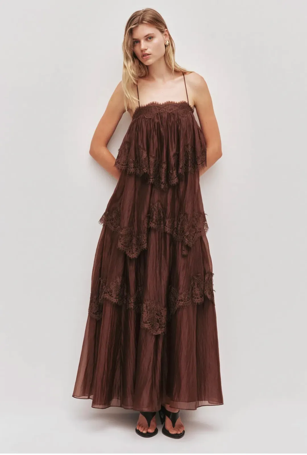 Aje Ophelia Gown Size 10 Chocolate Brown for rent on The Volte - main image