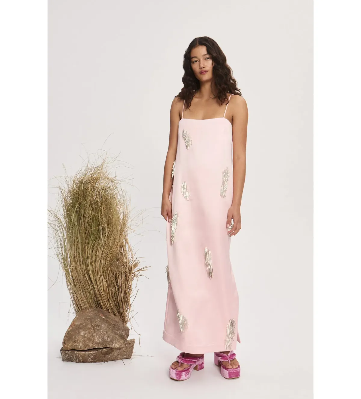 Alemais Cindy Embellished Slip Dress Pink Size AU 12 for rent on The Volte - main image