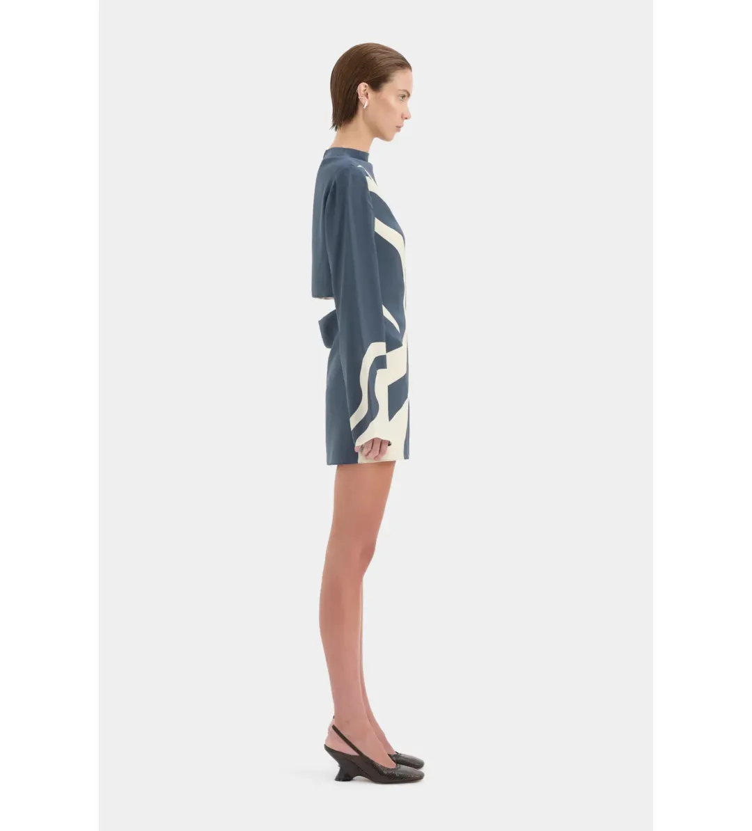 Sir The Label Lilou Long Sleeve Mini Dress in Liora Charcoal Blue Size3/AU12 for rent on The Volte - main image