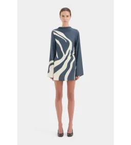 Sir The Label Lilou Long Sleeve Mini Dress in Liora Charcoal Blue Size3/AU12 for rent on The Volte - image 1