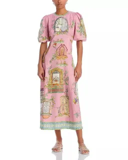 ALEMAIS Monte Midi Dress Pink Print Size 8 AU for rent on The Volte - image 9