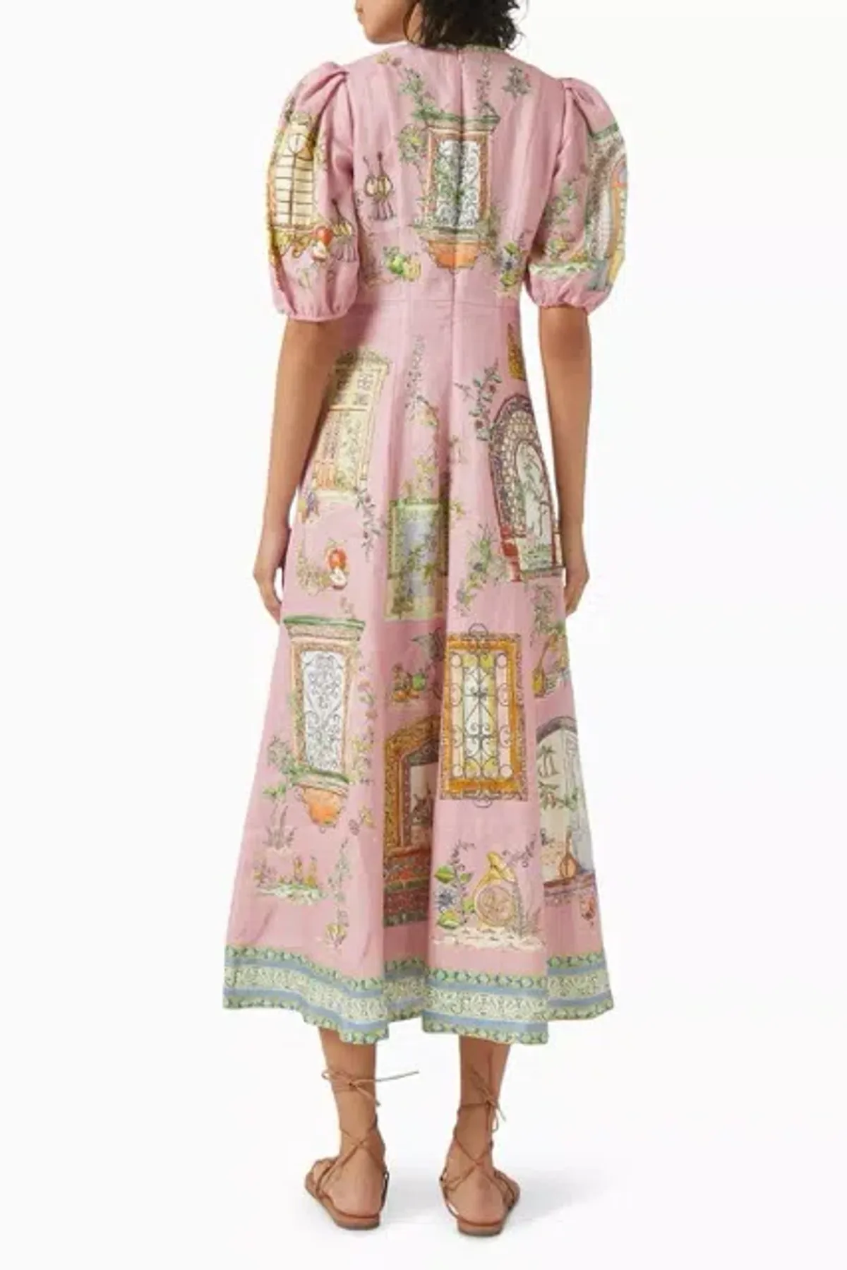 ALEMAIS Monte Midi Dress Pink Print Size 8 AU - Image 15