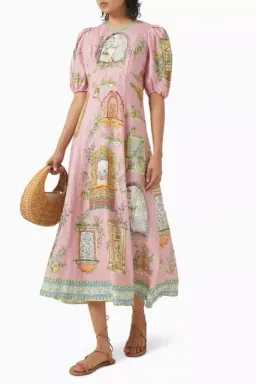 ALEMAIS Monte Midi Dress Pink Print Size 8 AU for rent on The Volte - image 4