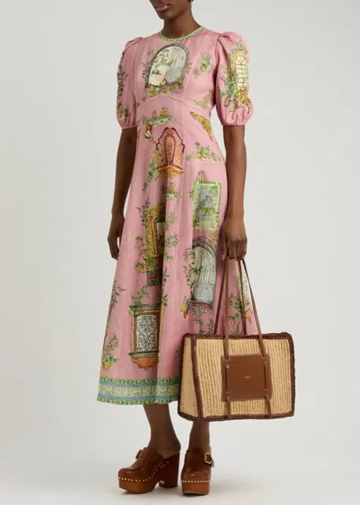 ALEMAIS Monte Midi Dress Pink Print Size 8 AU - Image 8