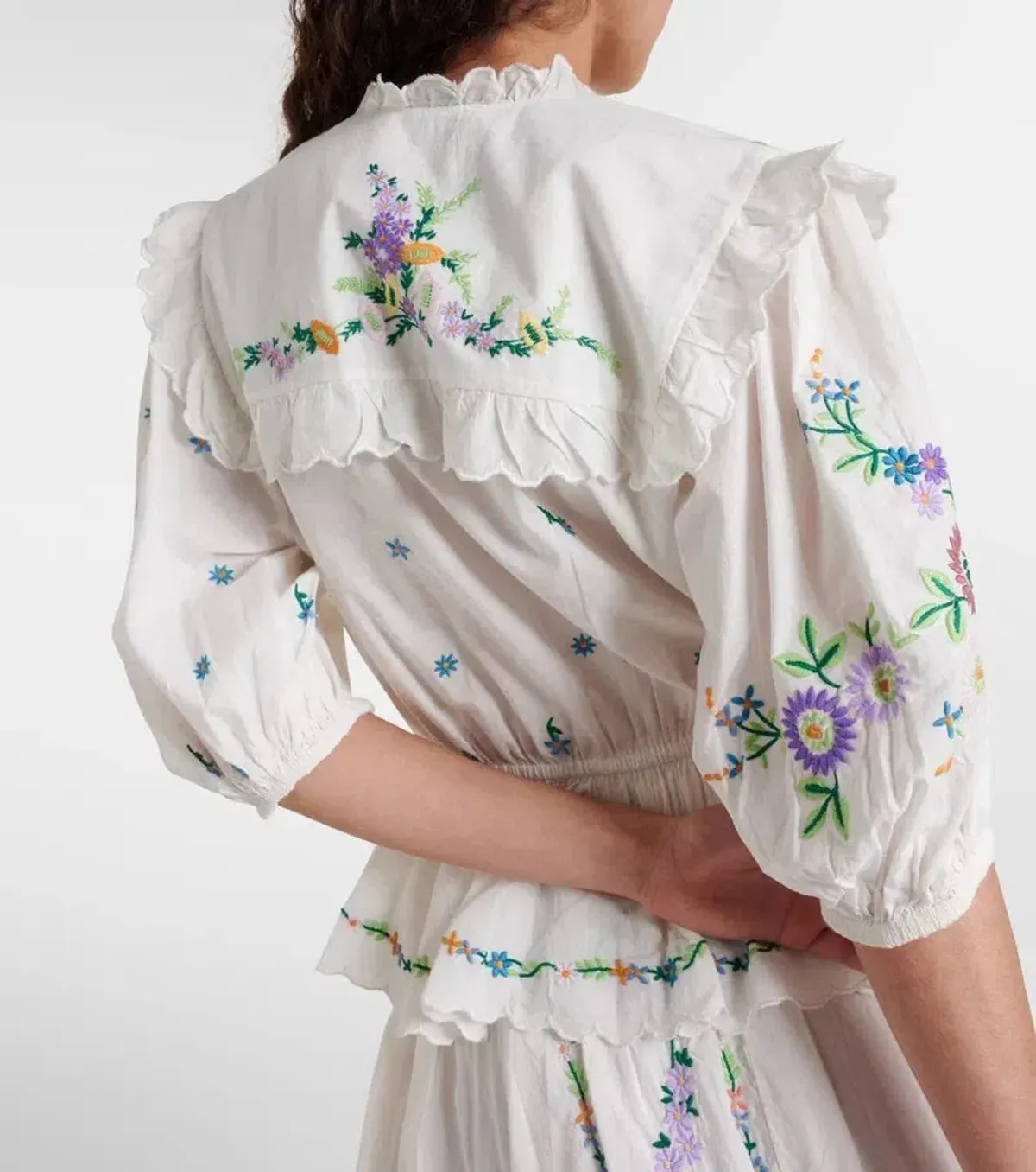 ALEMAIS Willa Embroidered Blouse and Midi Skirt Set White Floral Size 10 AU - Image 11
