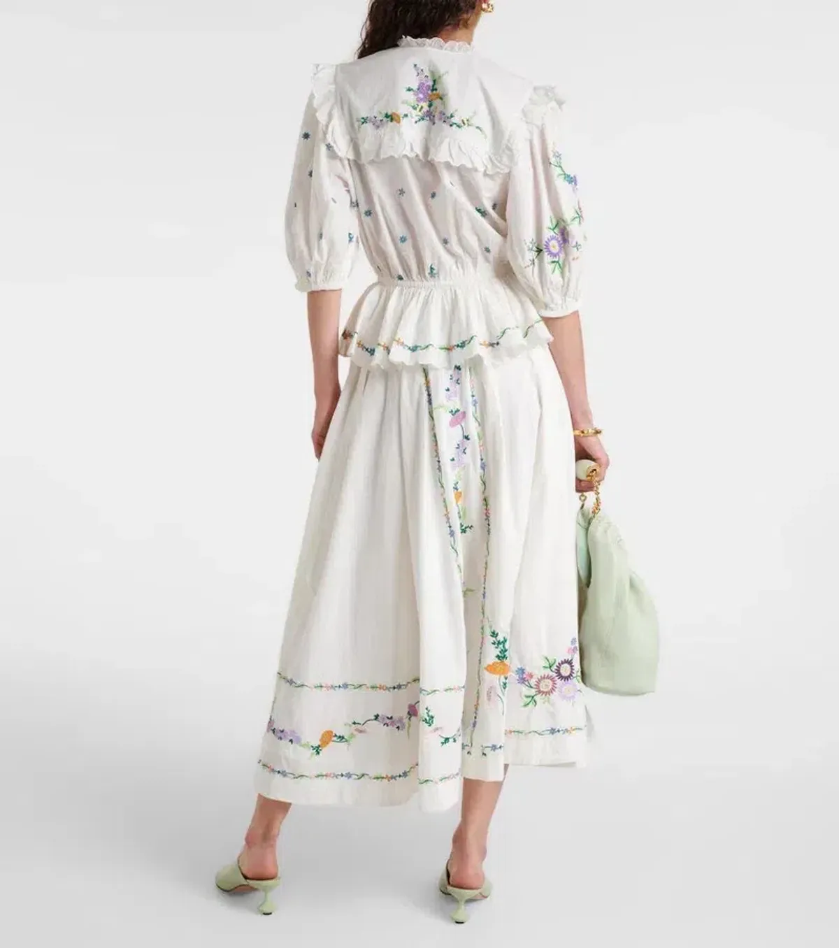 ALEMAIS Willa Embroidered Blouse and Midi Skirt Set White Floral Size 10 AU - Image 9