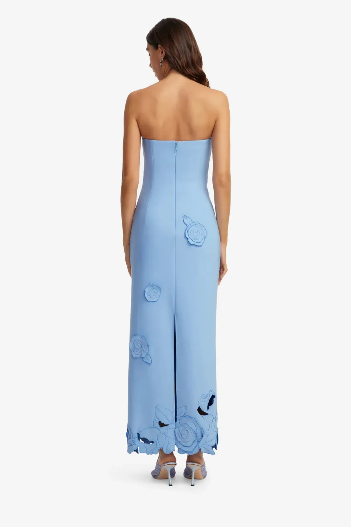Leo Lin Applique Bustier Maxi Dress in Pastel Blue Size 12 - Image 4