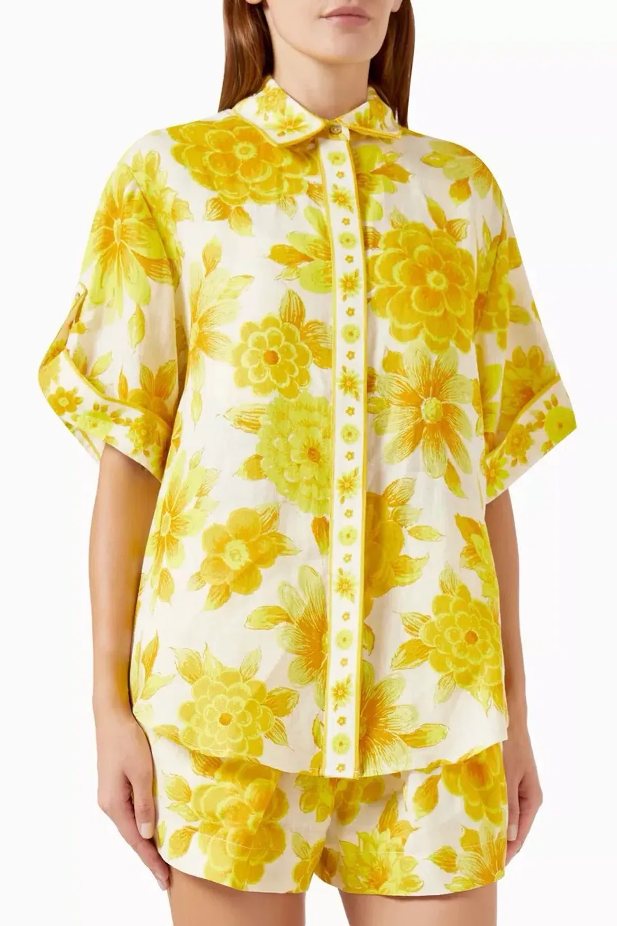 Alemais Sonny Oversized Shirt and Shorts Set Floral Lemon Size 8 - Image 17