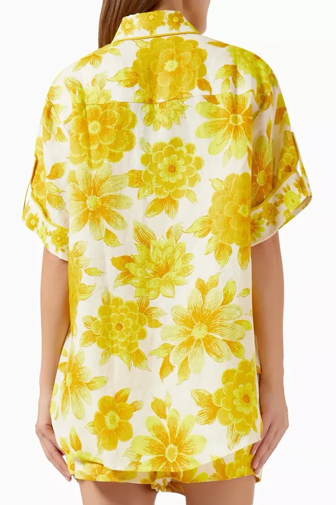 Alemais Sonny Oversized Shirt and Shorts Set Floral Lemon Size 8 for rent on The Volte - main image