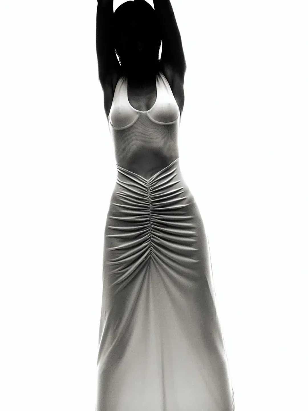 New MISHA "The Gisele" Jersey Dress in Dusty Pink, - Size 8 AU / S - Mesh Maxi Gown for rent on The Volte - main image