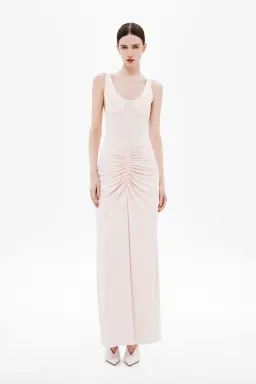 New MISHA "The Gisele" Jersey Dress in Dusty Pink, - Size 8 AU / S - Mesh Maxi Gown for rent on The Volte - image 2