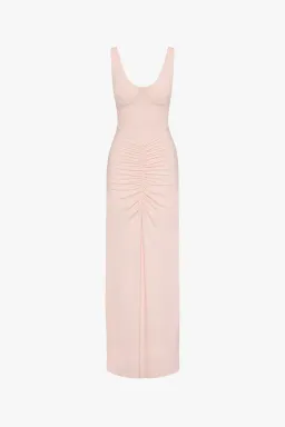 New MISHA "The Gisele" Jersey Dress in Dusty Pink, - Size 8 AU / S - Mesh Maxi Gown for rent on The Volte - image 1