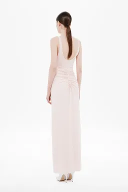 New MISHA "The Gisele" Jersey Dress in Dusty Pink, - Size 8 AU / S - Mesh Maxi Gown for rent on The Volte - image 5