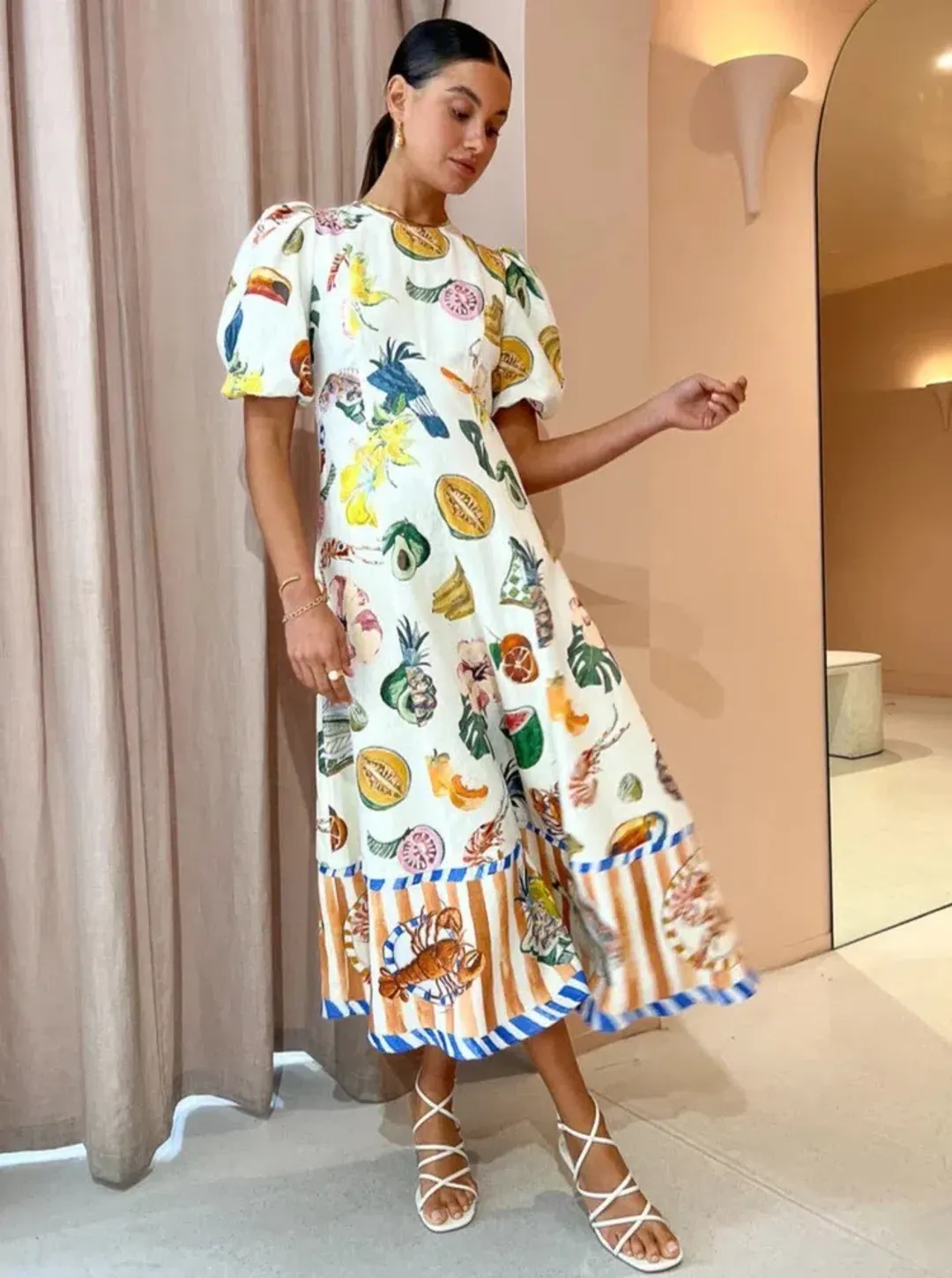 ALEMAIS Theo Midi Dress Multi Size 6 AU for rent on The Volte - main image