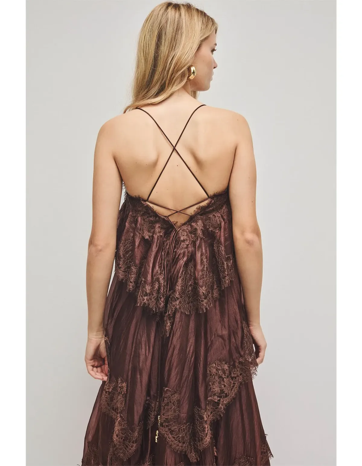 Aje Ophelia Lace Gown Brown Size 8 - Image 4