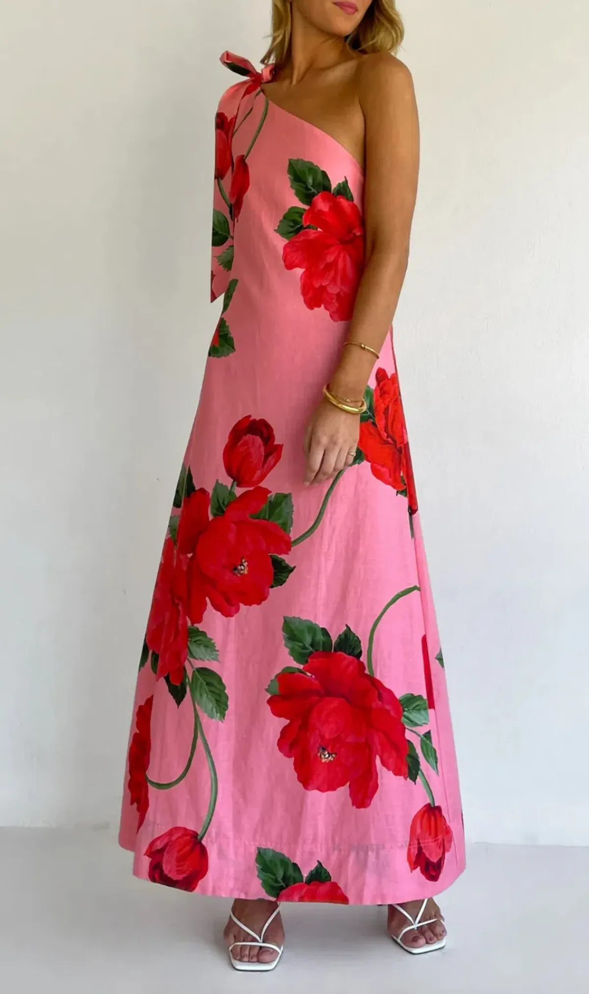 By Nicola Sorrento Maxi Dress in Raspberry Bloom Pink and Red, size 12 - Image 5