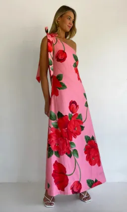 By Nicola Sorrento Maxi Dress in Raspberry Bloom Pink and Red, size 12 for rent on The Volte - image 3