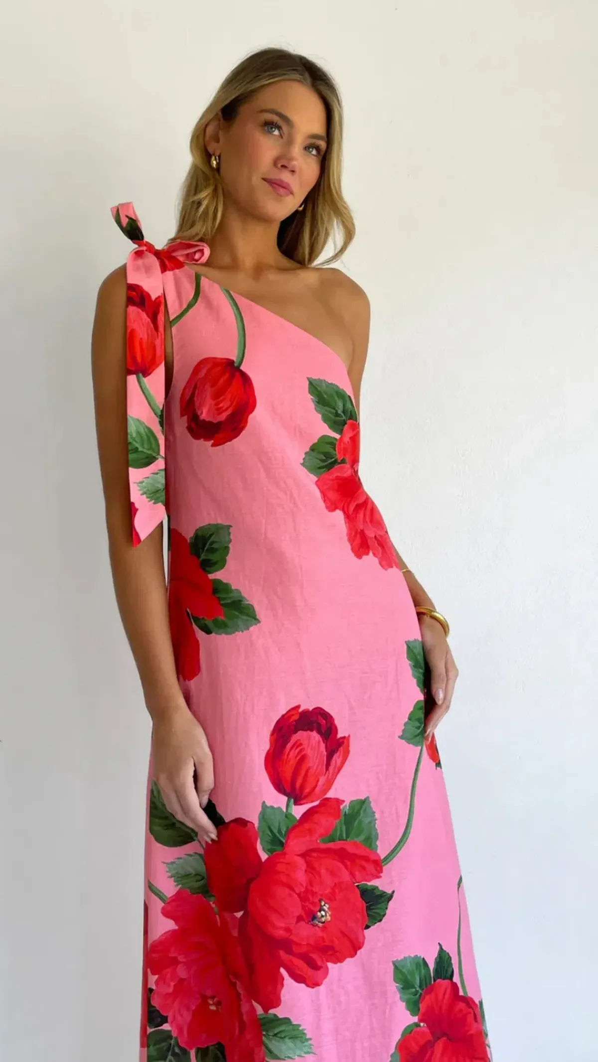 By Nicola Sorrento Maxi Dress in Raspberry Bloom Pink and Red, size 12 - Image 2