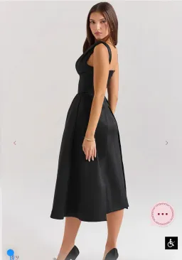 House of CB Paloma Black Satin Twist Strap Midi Dress Size M for rent on The Volte - image 3