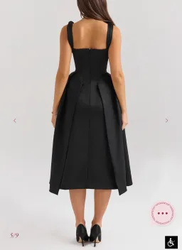 House of CB Paloma Black Satin Twist Strap Midi Dress Size M for rent on The Volte - image 4