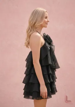 Aje Pandorea Layered Mini Dress BLACK for rent on The Volte - image 3