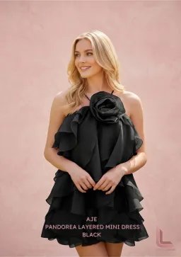 Aje Pandorea Layered Mini Dress BLACK for rent on The Volte - image 1