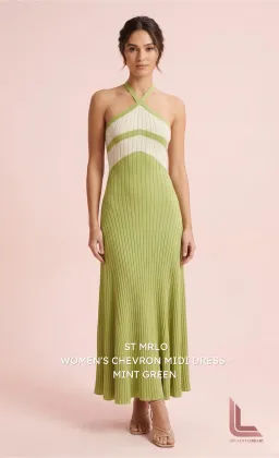 St Mrlo Women's Chevron Midi Dress - Mint Green for rent on The Volte - image 1