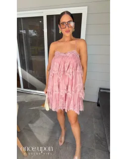 Aje Ophelia Lace Mini Dress Fawn Pink Size 12 for rent on The Volte - image 1