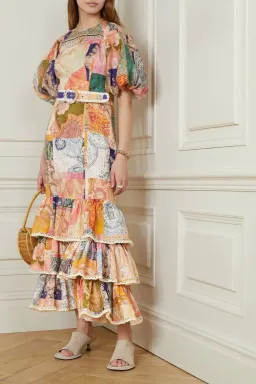 ZIMMERMANN ANNEKE RUFFLE HEM MIDI DRESS PATCH PAISLEY (Size: 1) for rent on The Volte - image 1