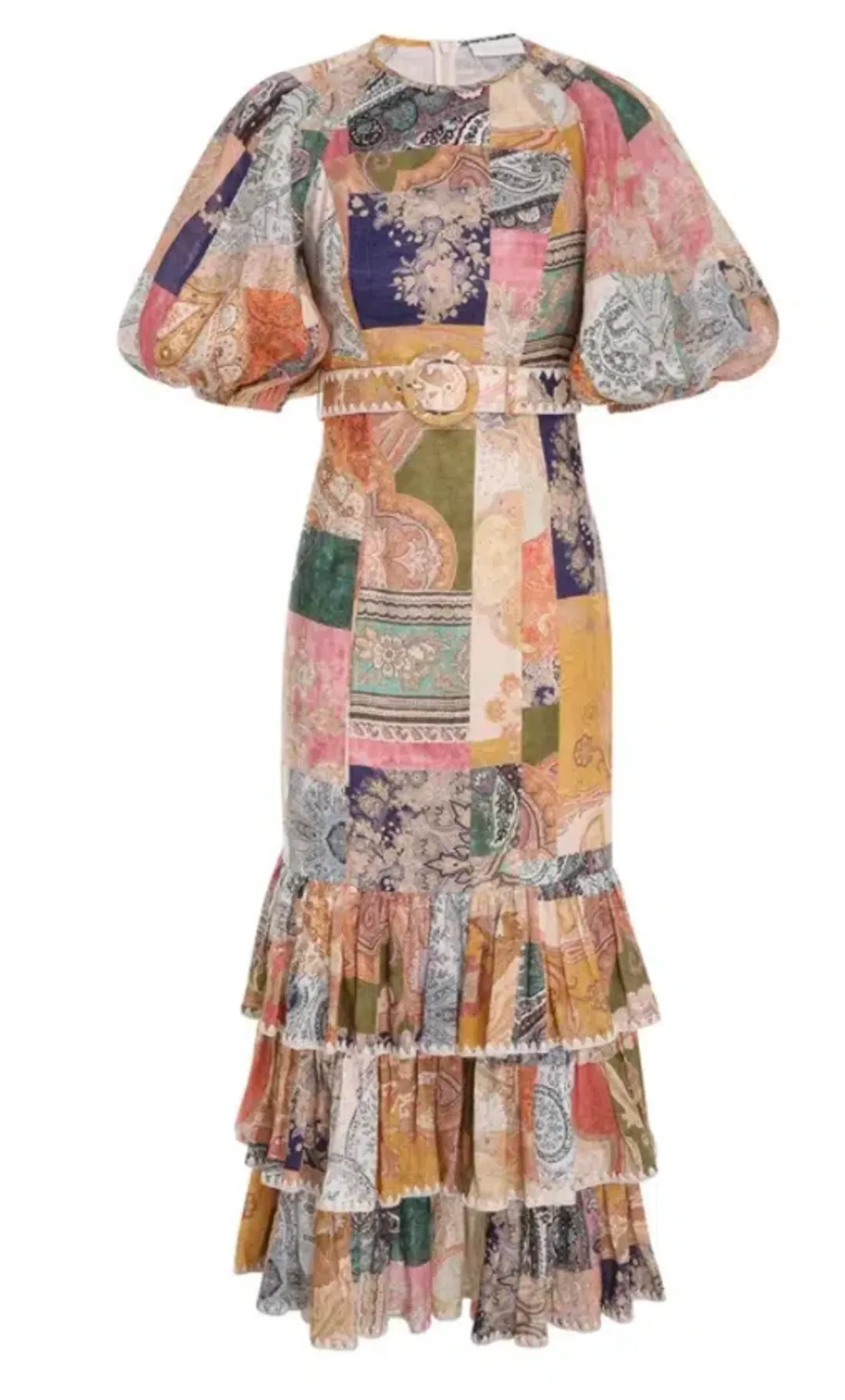 ZIMMERMANN ANNEKE RUFFLE HEM MIDI DRESS PATCH PAISLEY (Size: 1) for rent on The Volte - main image