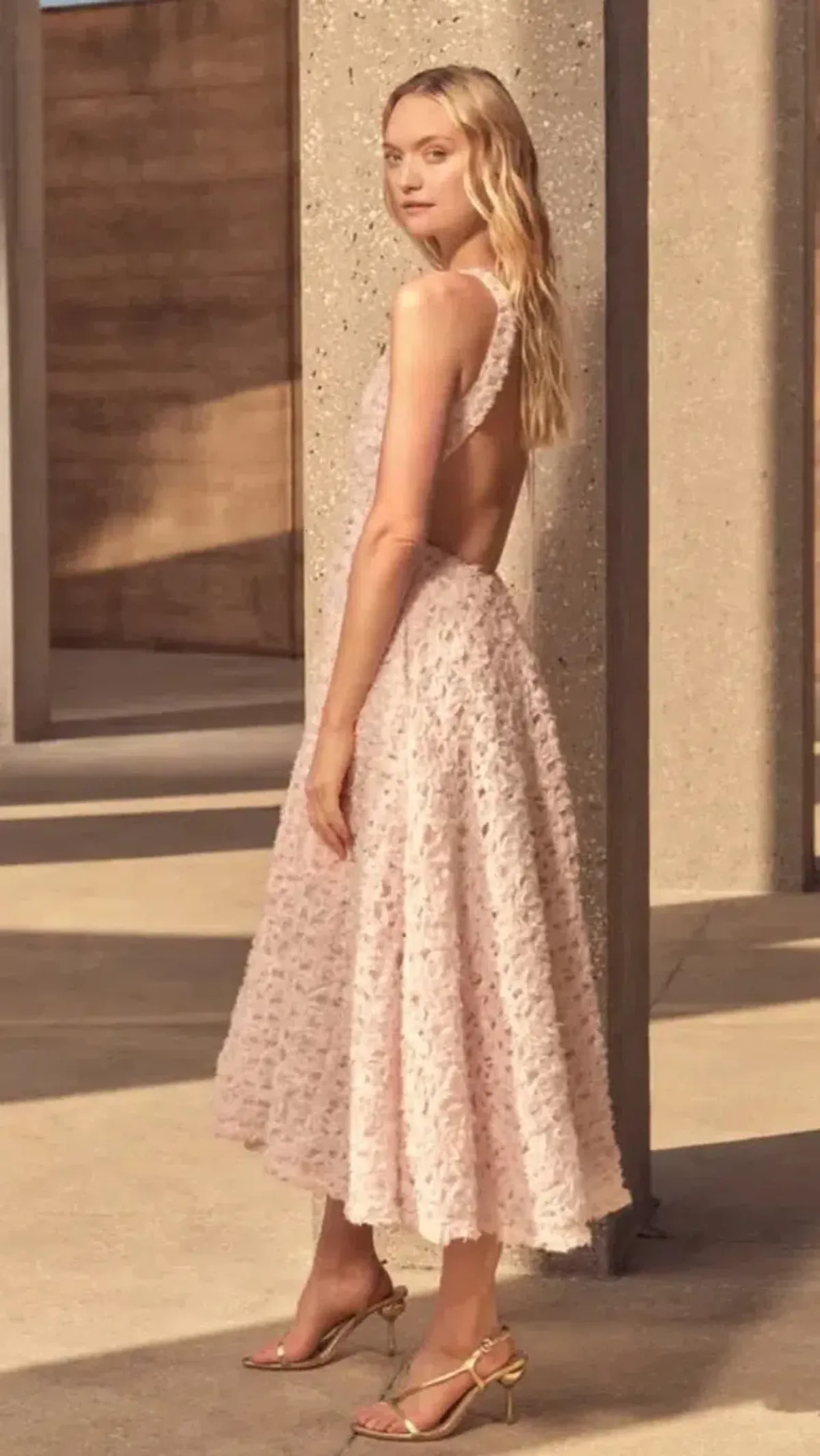 Aje Quintette Backless Midi Dress in Soft Pink Size 16 - Image 3