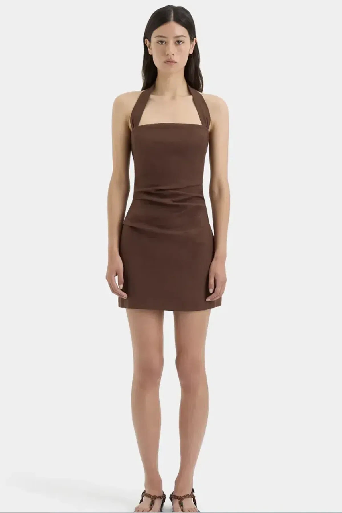 Sir the Label - Naomi Halter Mini Dress - Chocolate - Image 1