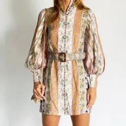Zimmermann Luminous Stripe Patchwork Linen Midi Dress for rent on The Volte - image 1