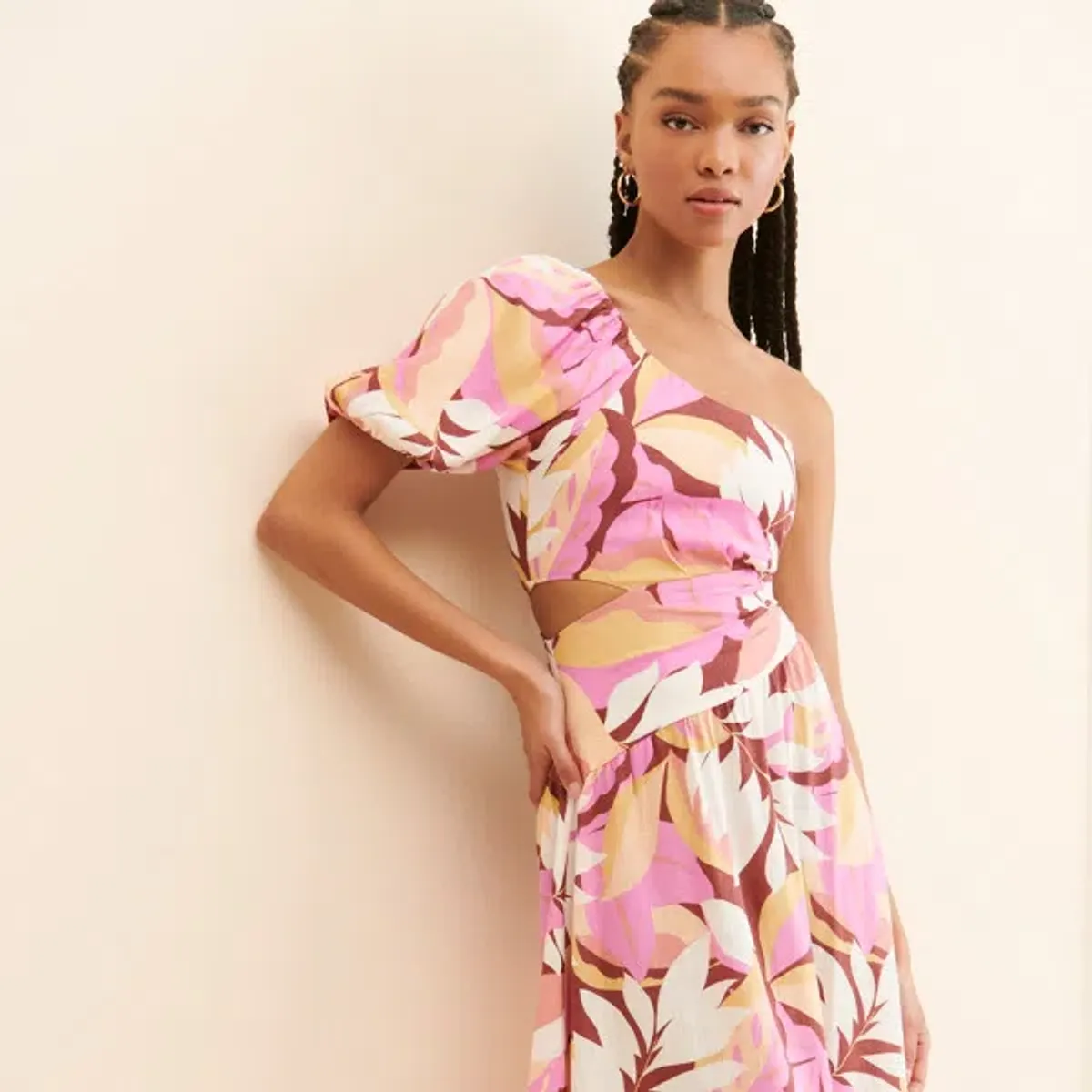 MINKPINK Kali One Shoulder Midi Dress – Tropical Floral – Size S - Image 3