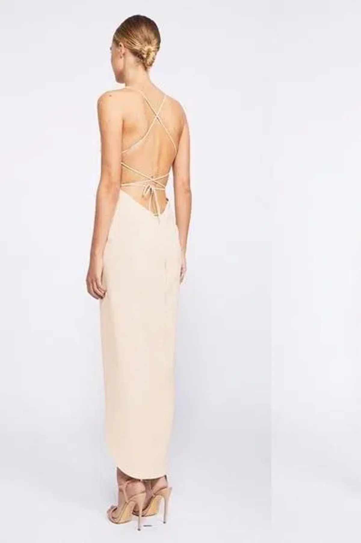 Shona Joy Core Lace up Maxi Dress Cream Size 8 - Image 3