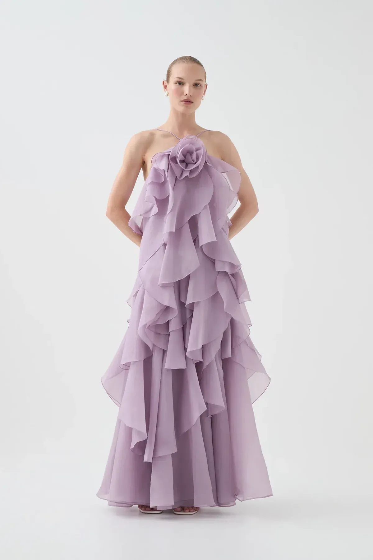Aje Pandorea Layered Maxi Dress in Lilac Size 10 for rent on The Volte - main image