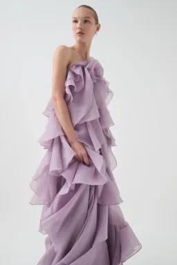 Aje Pandorea Layered Maxi Dress in Lilac Size 10 for rent on The Volte - image 2
